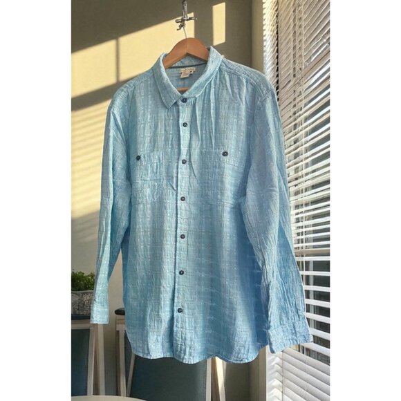 Carbon2Cobalt Mens Textured Cotton Long Sleeve Button-Down Shirt - Picture 2 of 13